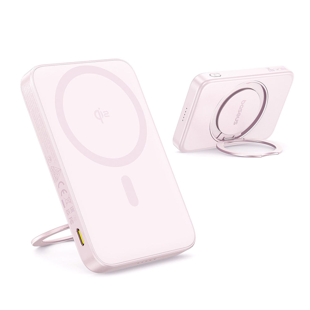 Baseus - Power Bank PicoGo (P10076800413-00) - Type-C, Qi2, Fast Charging, 20W, 5000mAh, Rotable Stand, Cable Type-C - P