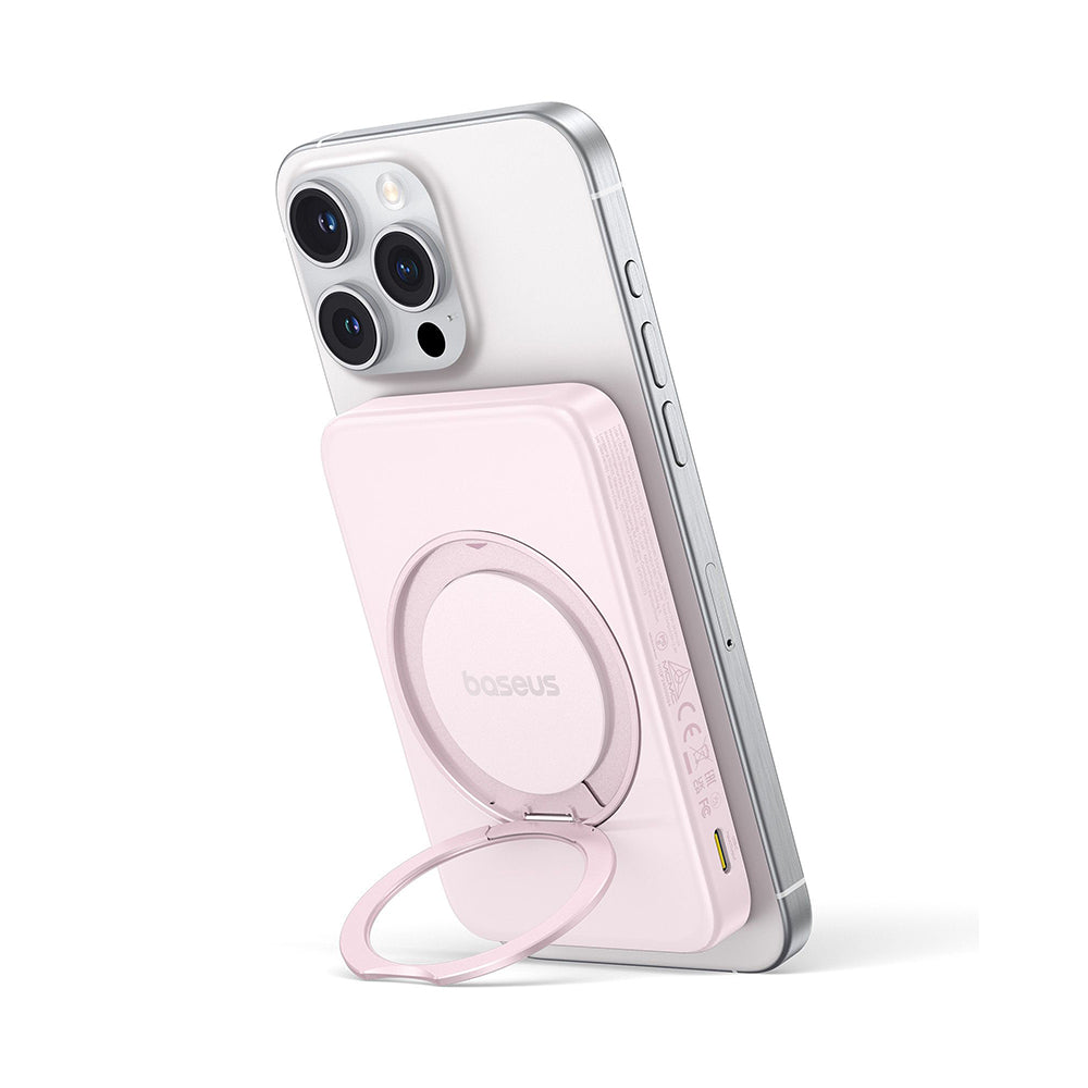 Baseus - Power Bank PicoGo (P10076800413-00) - Type-C, Qi2, Fast Charging, 20W, 5000mAh, Rotable Stand, Cable Type-C - P