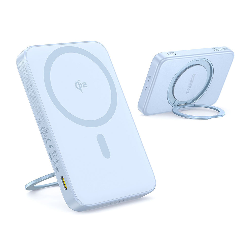 Baseus - Power Bank PicoGo (P10076800313-00) - Type-C, Qi2, Fast Charging, 20W, 5000mAh, Rotable Stand, Cable Type-C - B