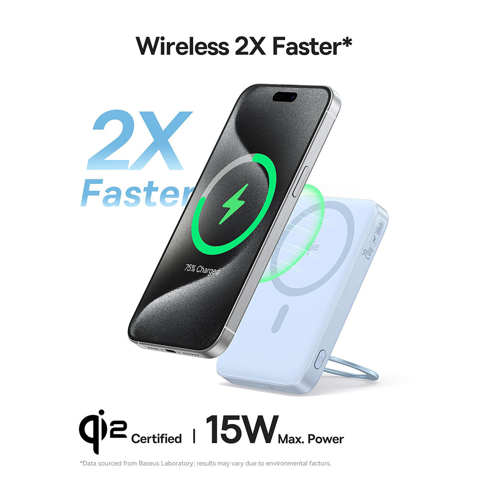 Baseus - Power Bank PicoGo (P10076800313-00) - Type-C, Qi2, Fast Charging, 20W, 5000mAh, Rotable Stand, Cable Type-C - B