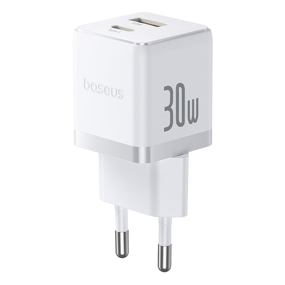 Baseus - Wall Charger Palm (P1011160A213-00) - Fast Charging, 2in1, USB, Type-C, 30W - Moon White