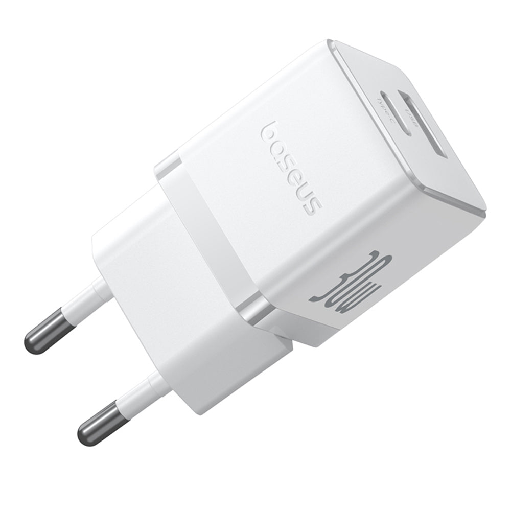 Baseus - Wall Charger Palm (P1011160A213-00) - Fast Charging, 2in1, USB, Type-C, 30W - Moon White
