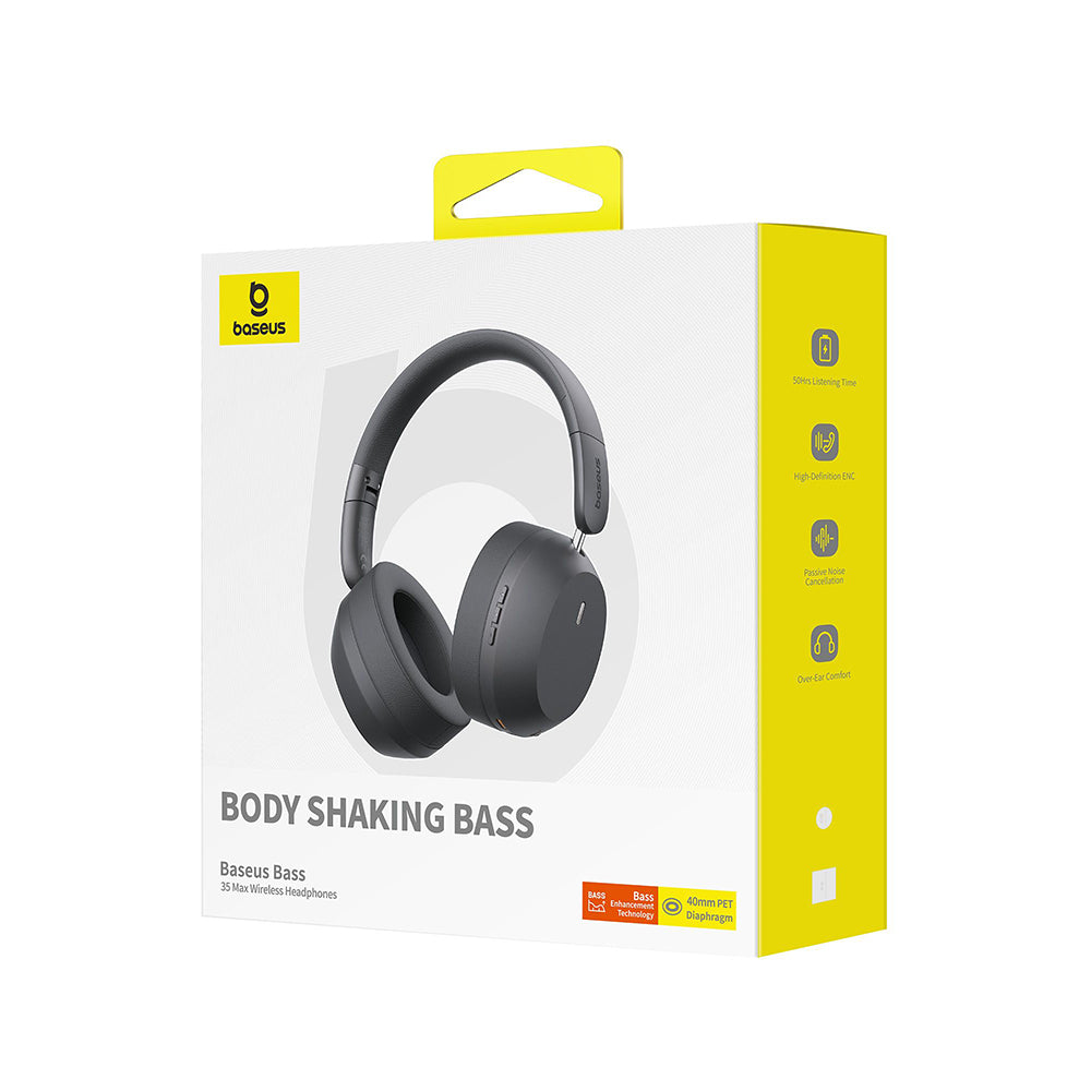 Baseus - Wireless Headphones Bass 35 Max (A00070800821-00) - On-ear, Bluetooth 5.3, Sound Isolation, Foldable - Twilight