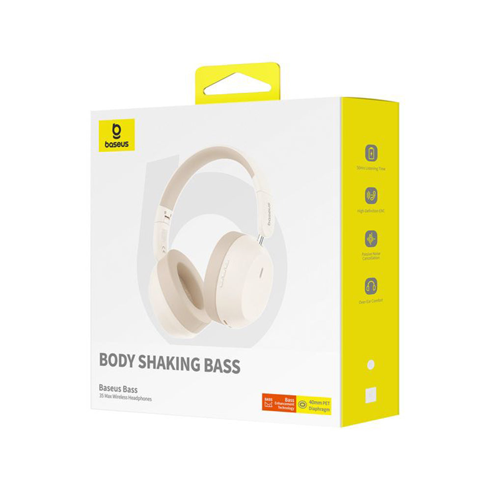 Baseus - Wireless Headphones Bass 35 Max (A00070800221-00) - On-ear, Bluetooth 5.3, Sound Isolation, Foldable - Stellar 