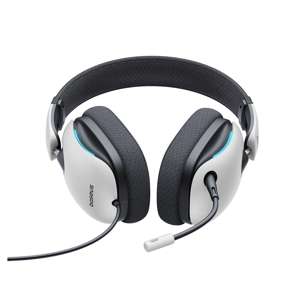 Baseus - Gaming Headphones GoPlay 1 Max (A00181003213-00) - with Microphone, In-Line Cable Controls, LED Light - Moon Wh