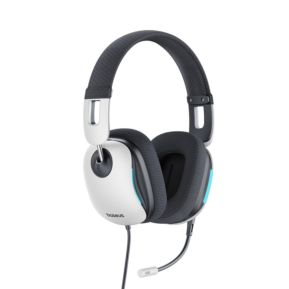 Baseus - Gaming Headphones GoPlay 1 Max (A00181003213-00) - with Microphone, In-Line Cable Controls, LED Light - Moon Wh