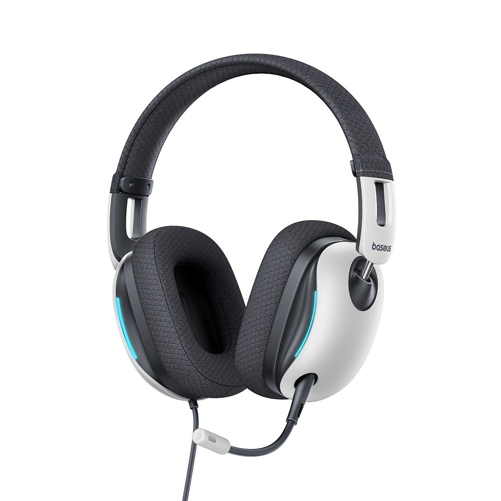 Baseus - Gaming Headphones GoPlay 1 Max (A00181003213-00) - with Microphone, In-Line Cable Controls, LED Light - Moon Wh