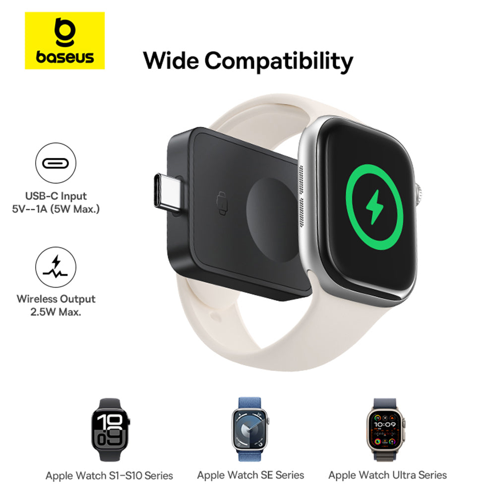 Baseus - Magnetic Wireless Charger MagPro (P10264106123-00) - for Apple Watch, USB-C, 2.5W - Cosmic Black