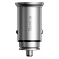 Baseus - Car Charger Circular Metal (CCALL-BS0S) - Type-C, USB, PPS 30W, Multi Protocol - Silver