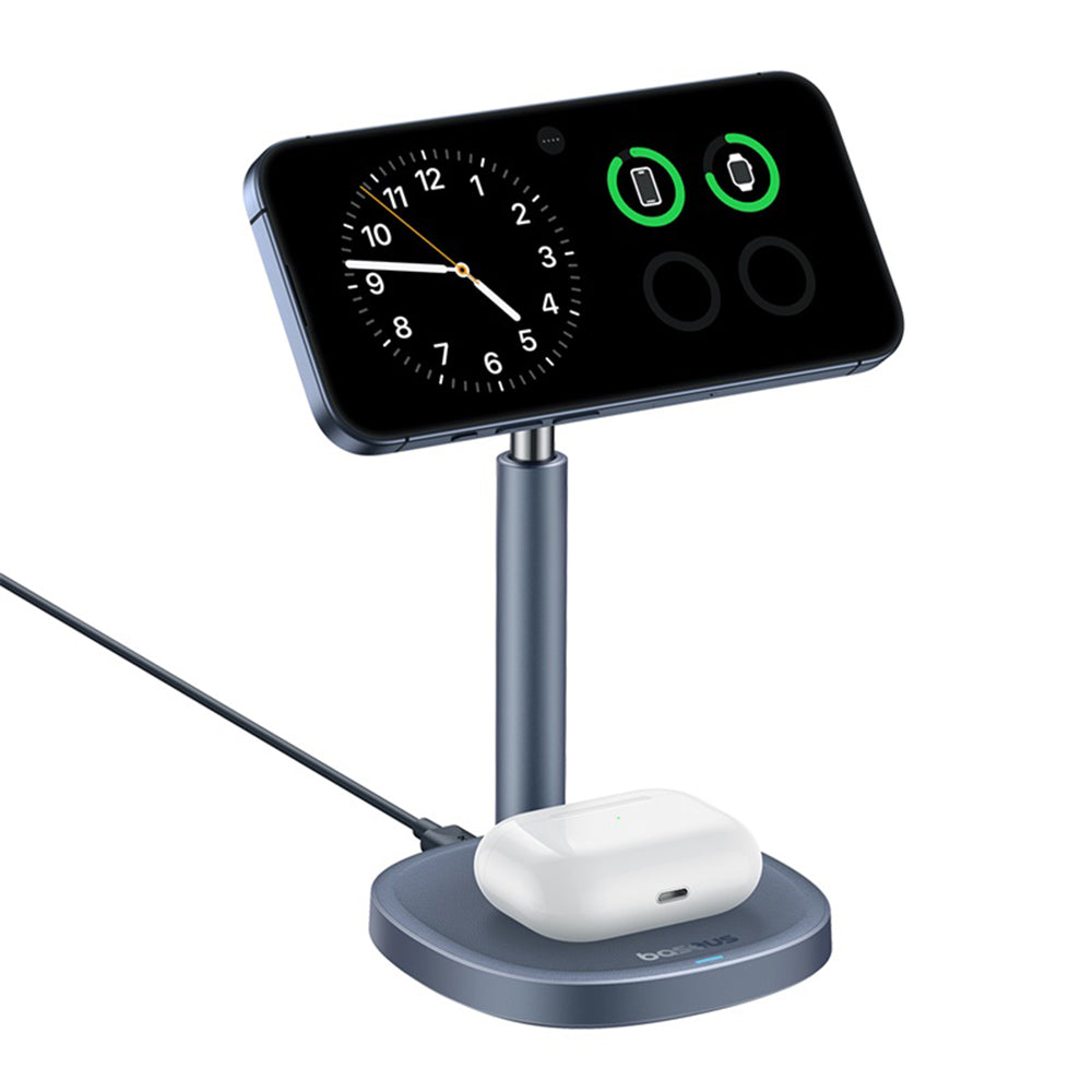 Baseus - Magnetic Wireless Charger Orbit 2 Pro (P10273500813-00) - Cooling Fast Charger for Phone, Earbuds, 20W - Space 