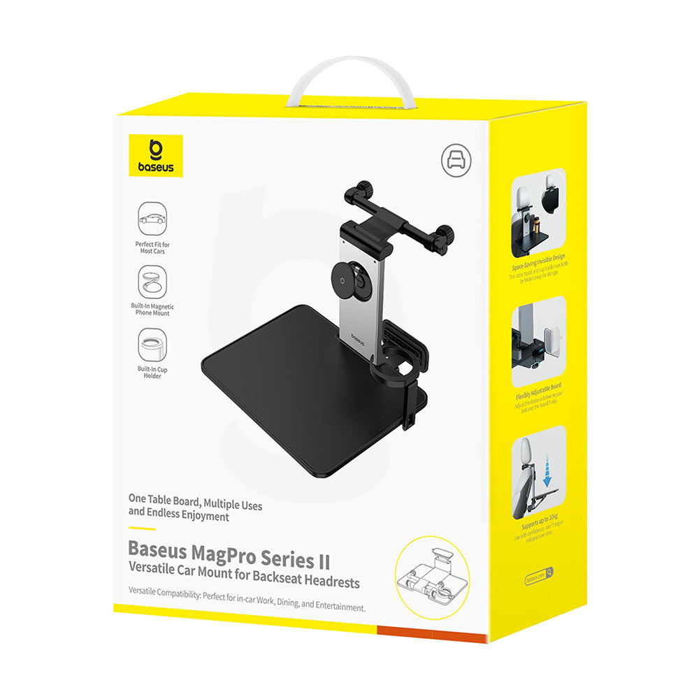 Baseus - Car Holder MagPro II (C40272901121-00) - for Backseat Headrests, Cup Holder, 360° Phone Mount, Table - Cosmic B