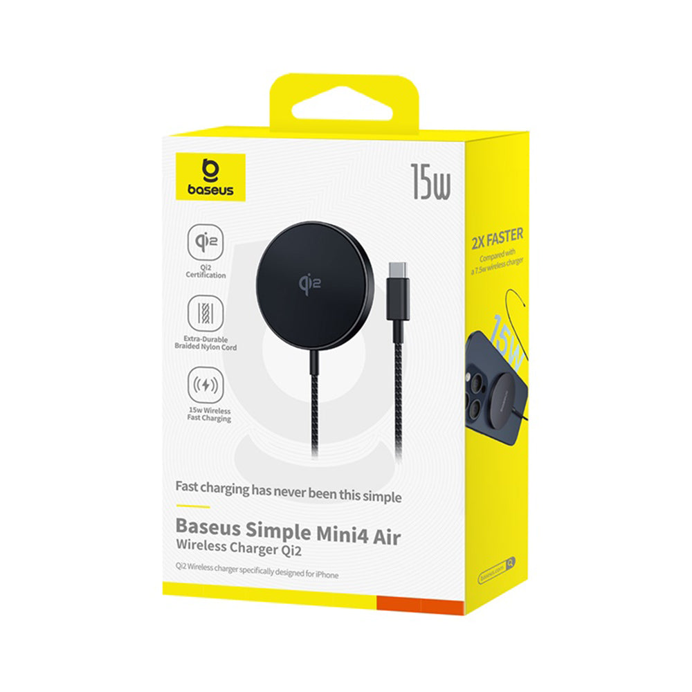 Baseus - Magnetic Wireless Charger Simple Mini4 Air (P10278200111-00) - Fast Charging, Cable Type-C, Qi2, 15W - Cluster 