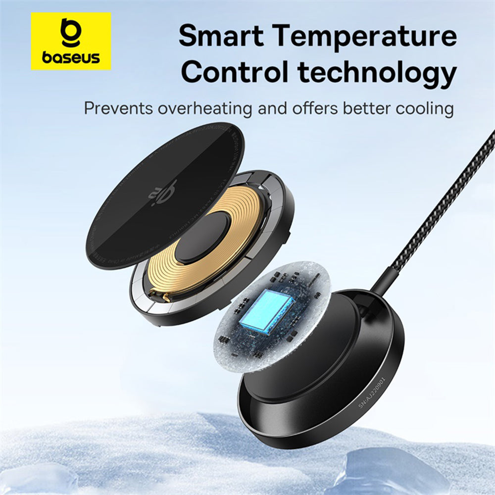 Baseus - Magnetic Wireless Charger Simple Mini4 Air (P10278200111-00) - Fast Charging, Cable Type-C, Qi2, 15W - Cluster 