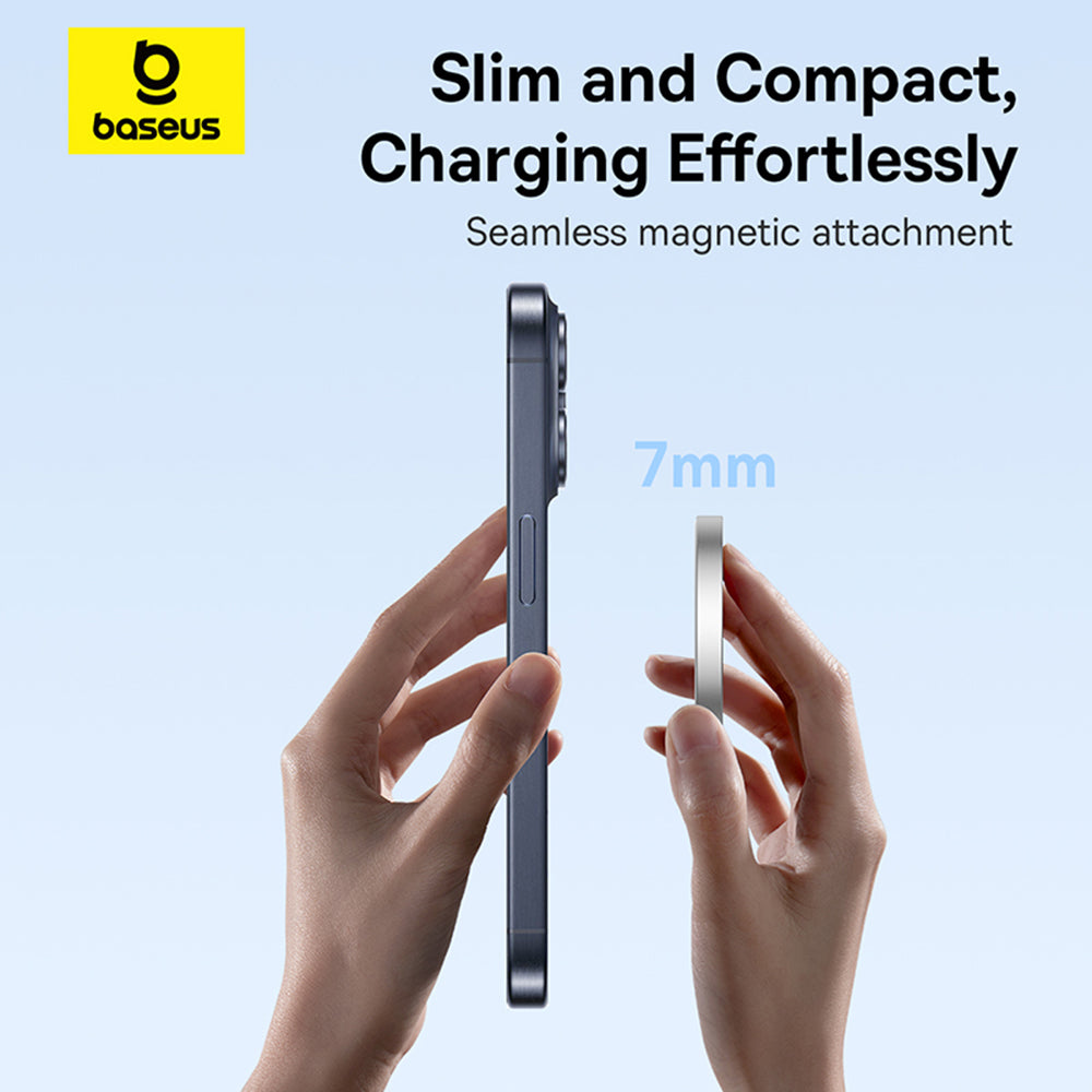 Baseus - Magnetic Wireless Charger Simple Mini4 Air (P10278200S11-00) - Fast Charging, Cable Type-C, Qi2, 15W - Frost Si