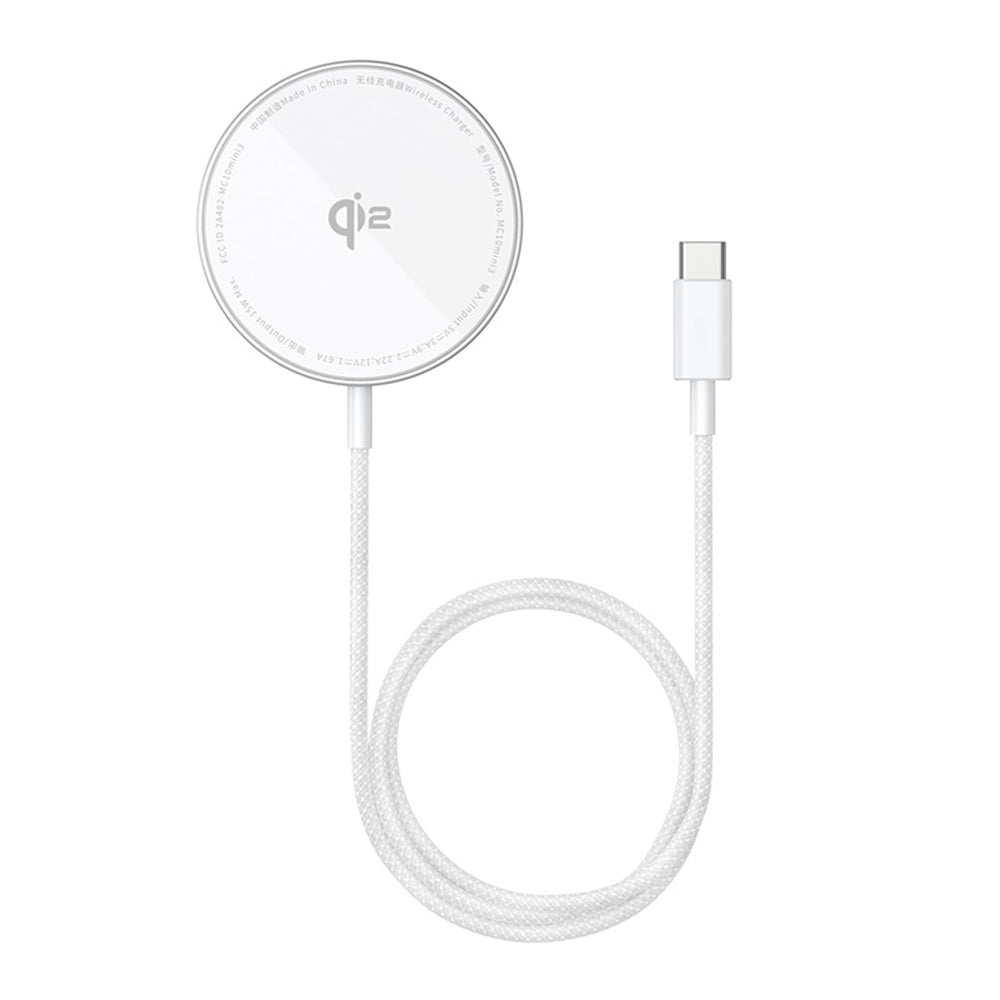 Baseus - Magnetic Wireless Charger Simple Mini4 Air (P10278200S11-00) - Fast Charging, Cable Type-C, Qi2, 15W - Frost Si