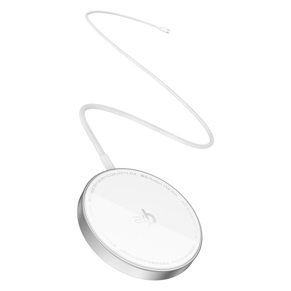 Baseus - Magnetic Wireless Charger Simple Mini4 Air (P10278200S11-00) - Fast Charging, Cable Type-C, Qi2, 15W - Frost Si