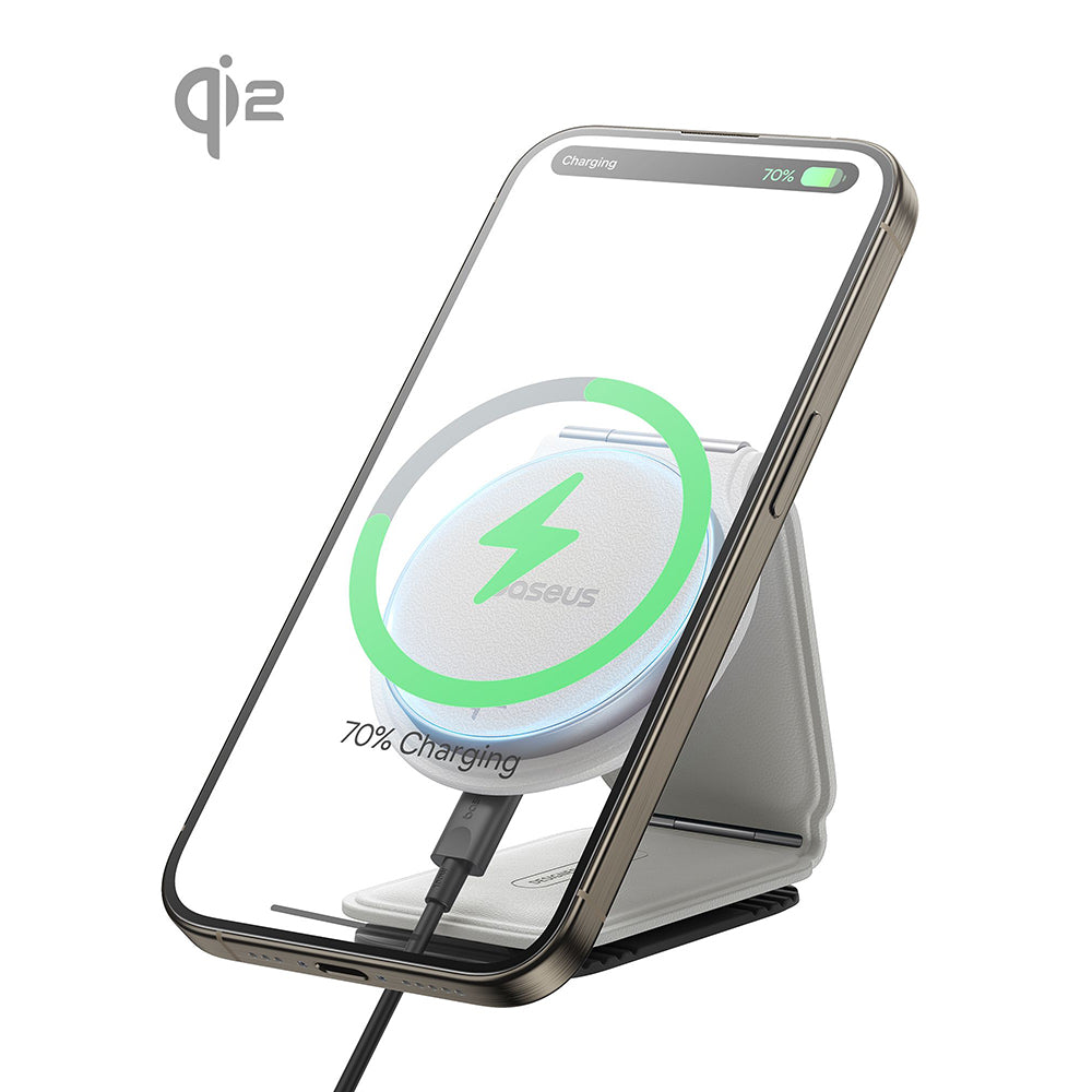 Baseus - Car Holder with Wireless Charging PrimeTrip C02 (C40169003211-00) - Magnetic Grip for Dashboard, 15W - Moon Whi