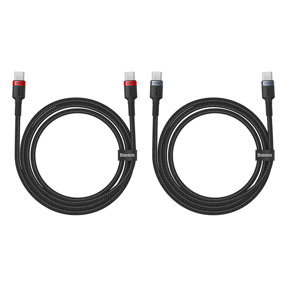 Baseus - (2 pack) Data Cable Cafule (P10318306003-00) - Type-C to Type-C, Fast Charging, 100W, 5A, 1m - Black/Red, Black