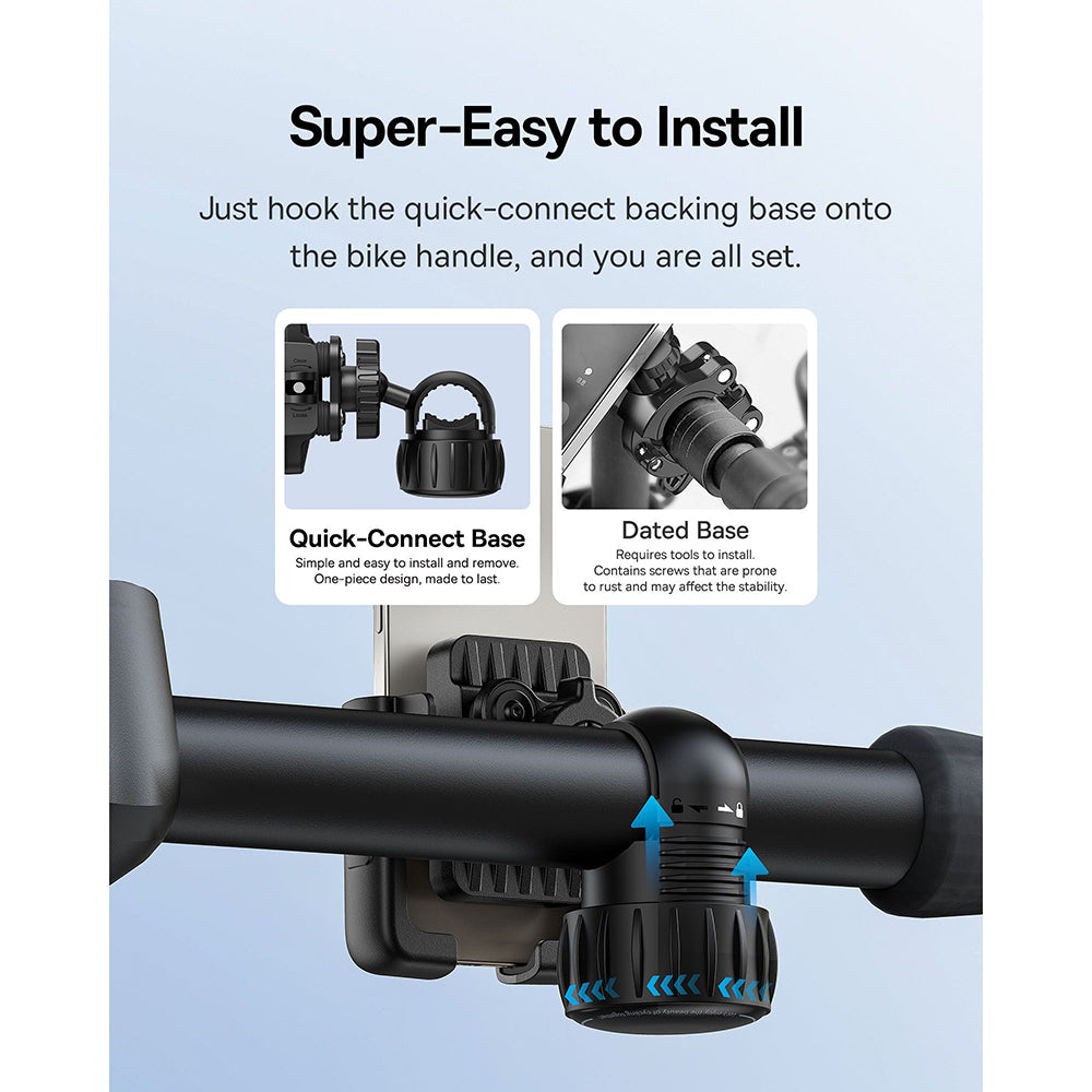 Baseus - Bike Holder GoTrip (C40572301111-00) - CyclingTripod, 360°, Anti-Shake, with Screw Lock, 5.7 - 7.2" - Cluster B