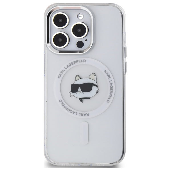 Karl Lagerfeld - IML MagSafe (KLHMP14LHLSCHH) - iPhone 14 Pro - White Metal Choupette`s Head
