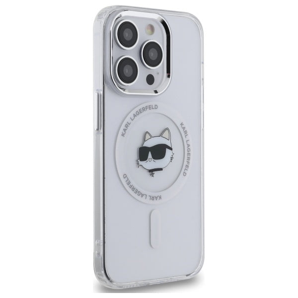 Karl Lagerfeld - IML MagSafe (KLHMP14LHLSCHH) - iPhone 14 Pro - White Metal Choupette`s Head