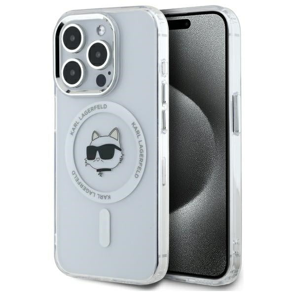 Karl Lagerfeld - IML MagSafe (KLHMP14LHLSCHH) - iPhone 14 Pro - White Metal Choupette`s Head