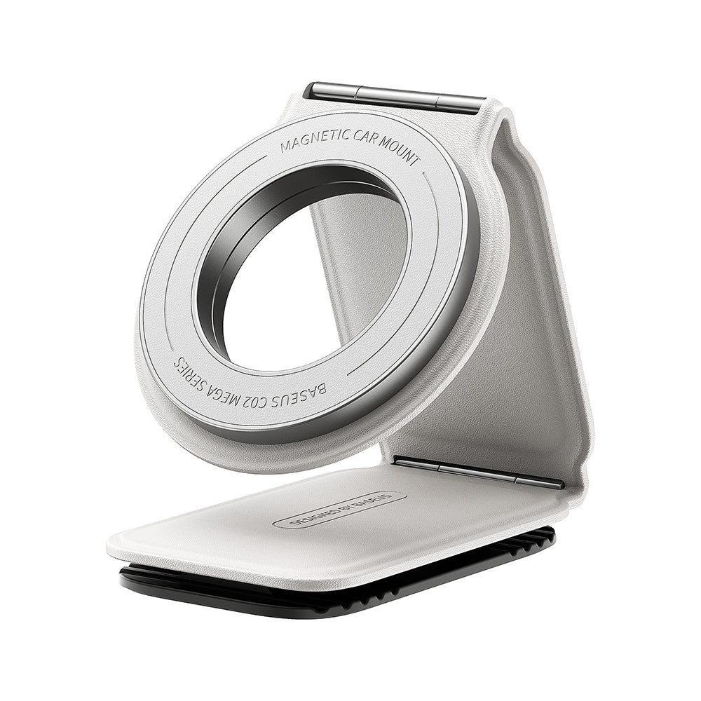 Baseus - Car Holder PrimeTrip Series C02 (C40169002213-00) - PU Leather, 360°, 25N, Versatile Mounting Option - Moon Whi