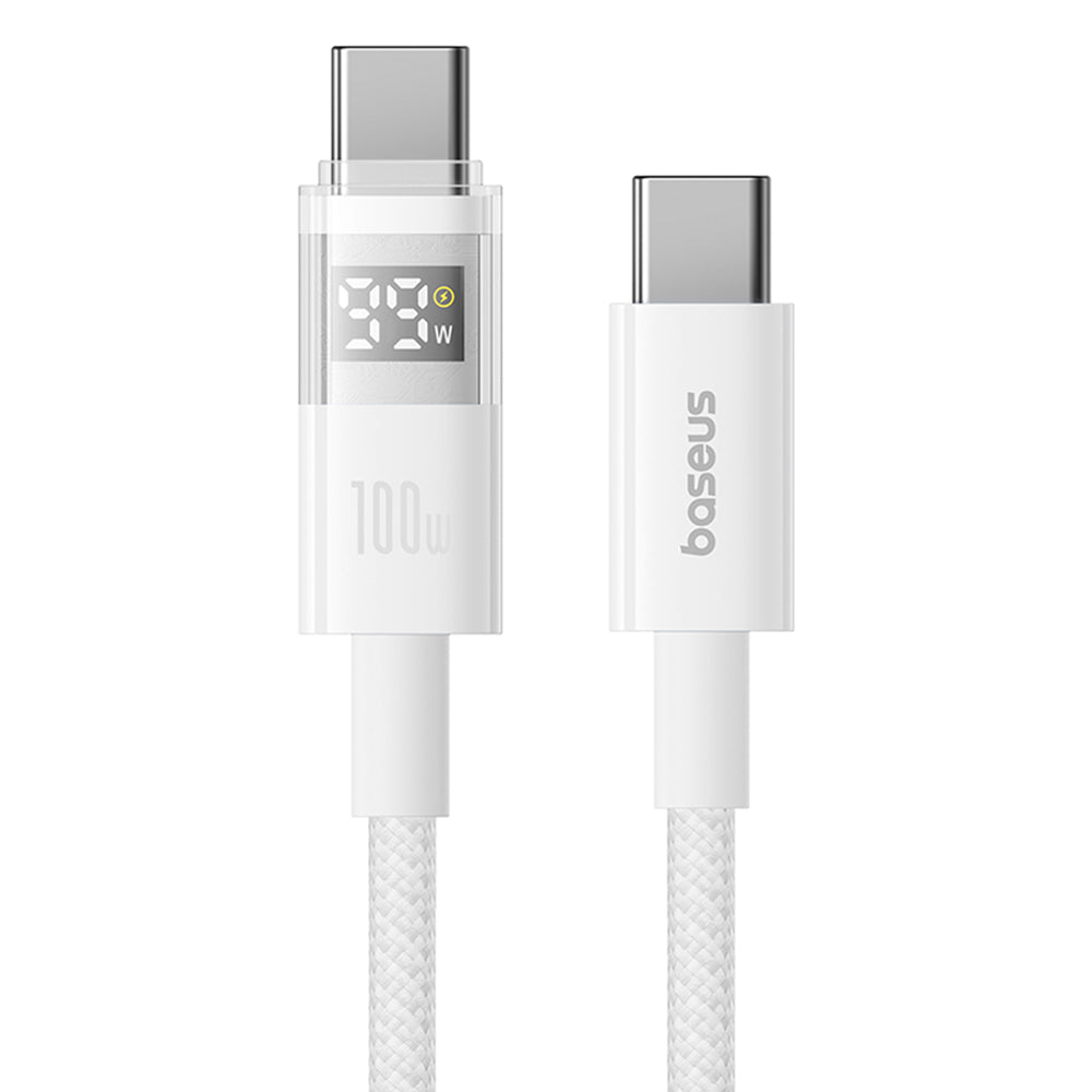 Baseus - Data Cable Display 2 (P10382702211-01) - Fast Charging, Type-C to Type-C, Digital Display, 100W, 2m - Moon Whit
