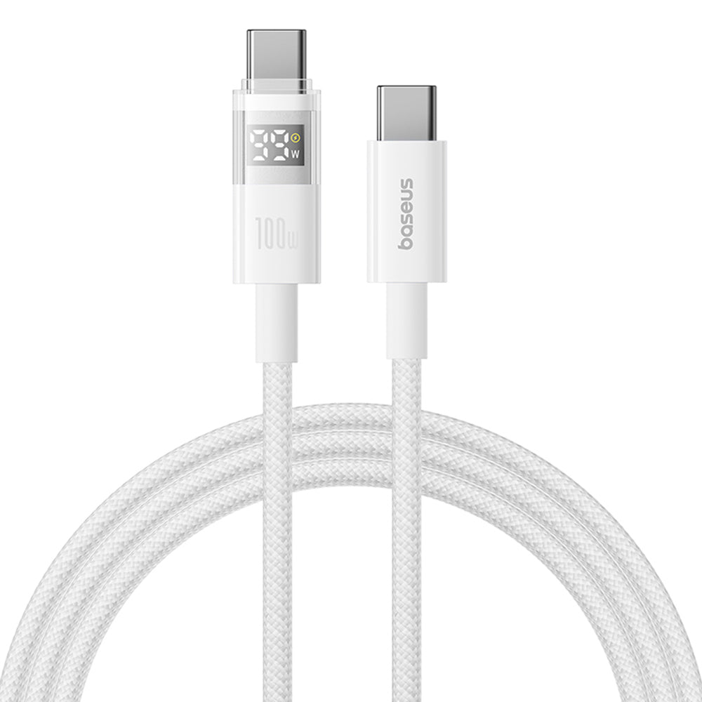Baseus - Data Cable Display 2 (P10382702211-01) - Fast Charging, Type-C to Type-C, Digital Display, 100W, 2m - Moon Whit