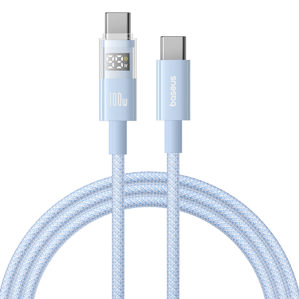 Baseus - Data Cable Display 2 (P10382702311-00) - Fast Charging, Type-C to Type-C, Digital Display, 100W, 1m - Galaxy Bl