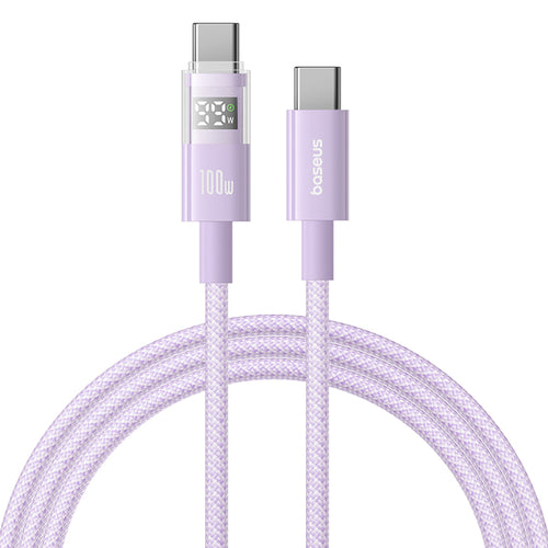 Baseus - Data Cable Display 2 (P10382702511-00) - Fast Charging, Type-C to Type-C, Digital Display, 100W, 1m - Nebula Pu
