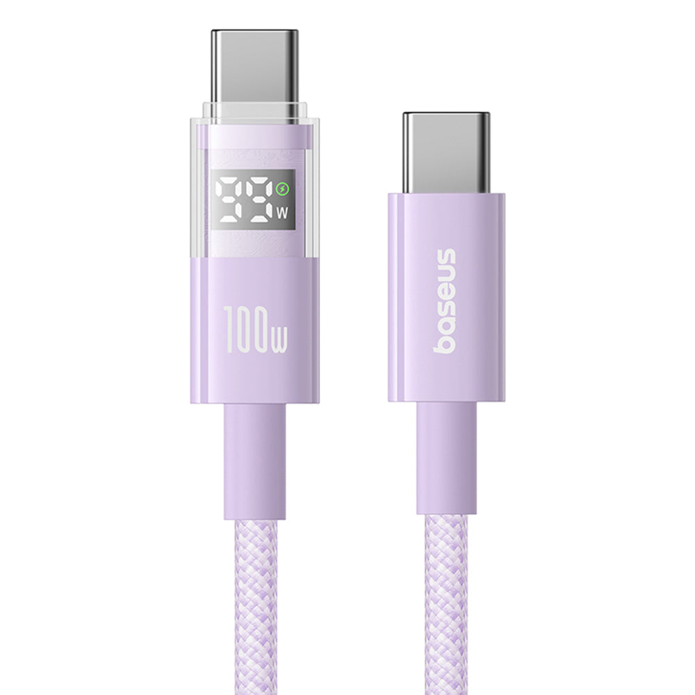 Baseus - Data Cable Display 2 (P10382702511-01) - Fast Charging, Type-C to Type-C, Digital Display, 100W, 2m - Nebula Pu