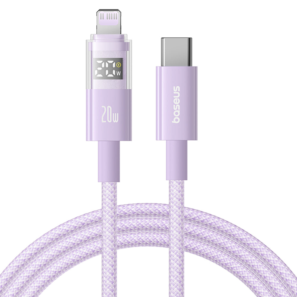 Baseus - Data Cable Display 2 (P10382703511-01) - Fast Charging, Type-C, Lightning, Digital Display, 20W, 2m - Nebula Pu
