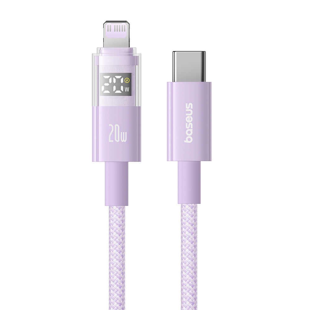 Baseus - Data Cable Display 2 (P10382703511-00) - Fast Charging, Type-C, Lightning, Digital Display, 20W, 1m - Nebula Pu