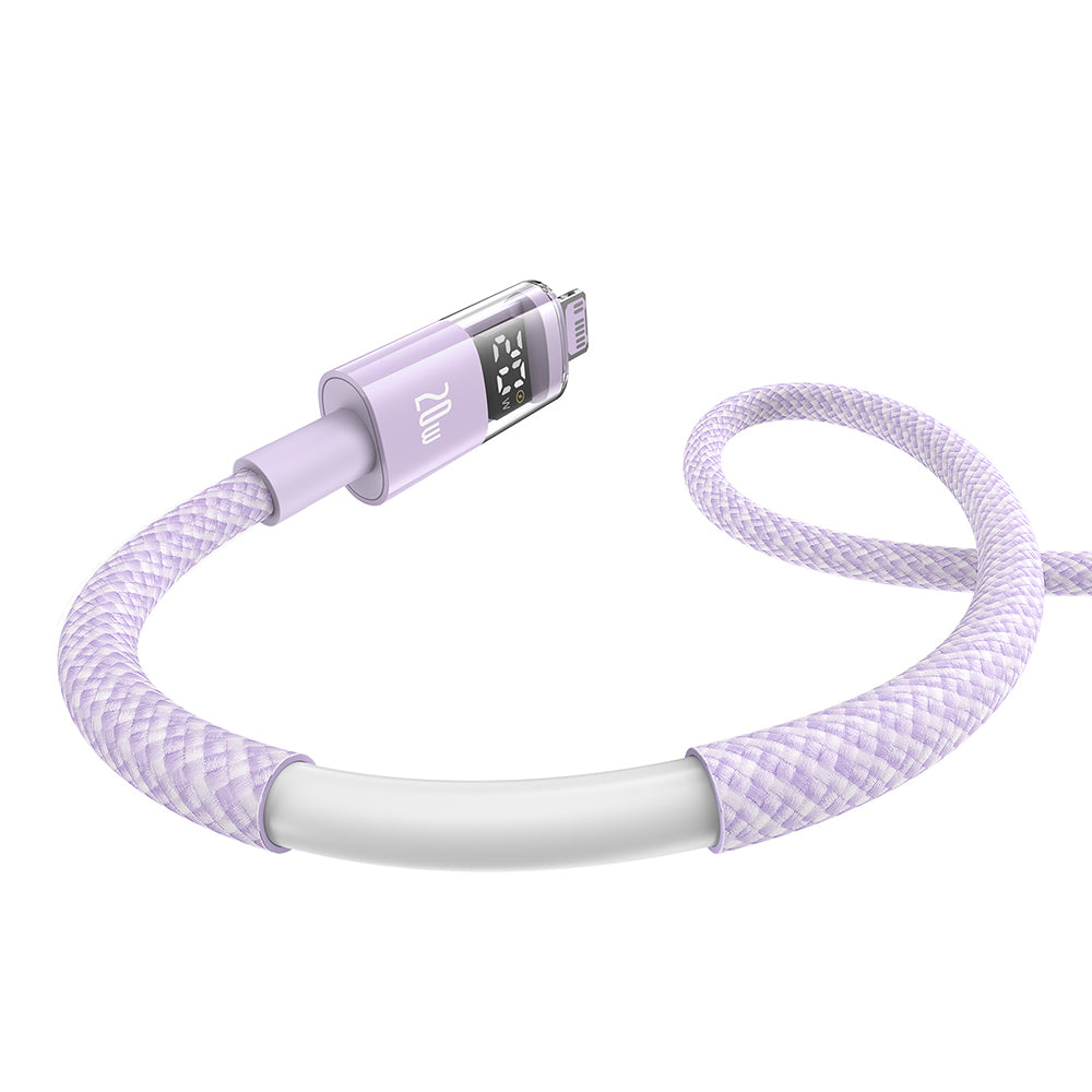 Baseus - Data Cable Display 2 (P10382703511-00) - Fast Charging, Type-C, Lightning, Digital Display, 20W, 1m - Nebula Pu