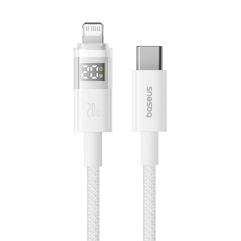 Baseus - Data Cable Display 2 (P10382703211-00) - Fast Charging, Type-C to Lightning, Digital Display, 20W, 1m - Moon Wh