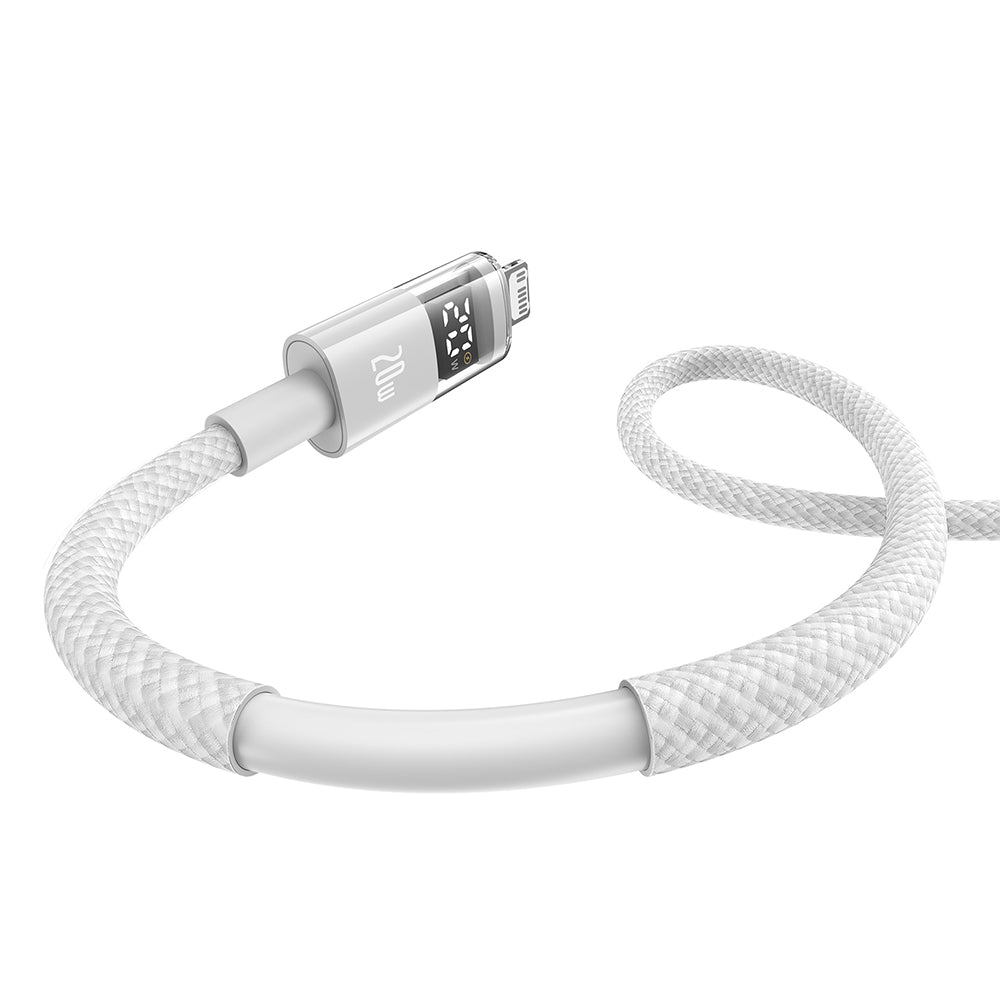 Baseus - Data Cable Display 2 (P10382703211-00) - Fast Charging, Type-C to Lightning, Digital Display, 20W, 1m - Moon Wh