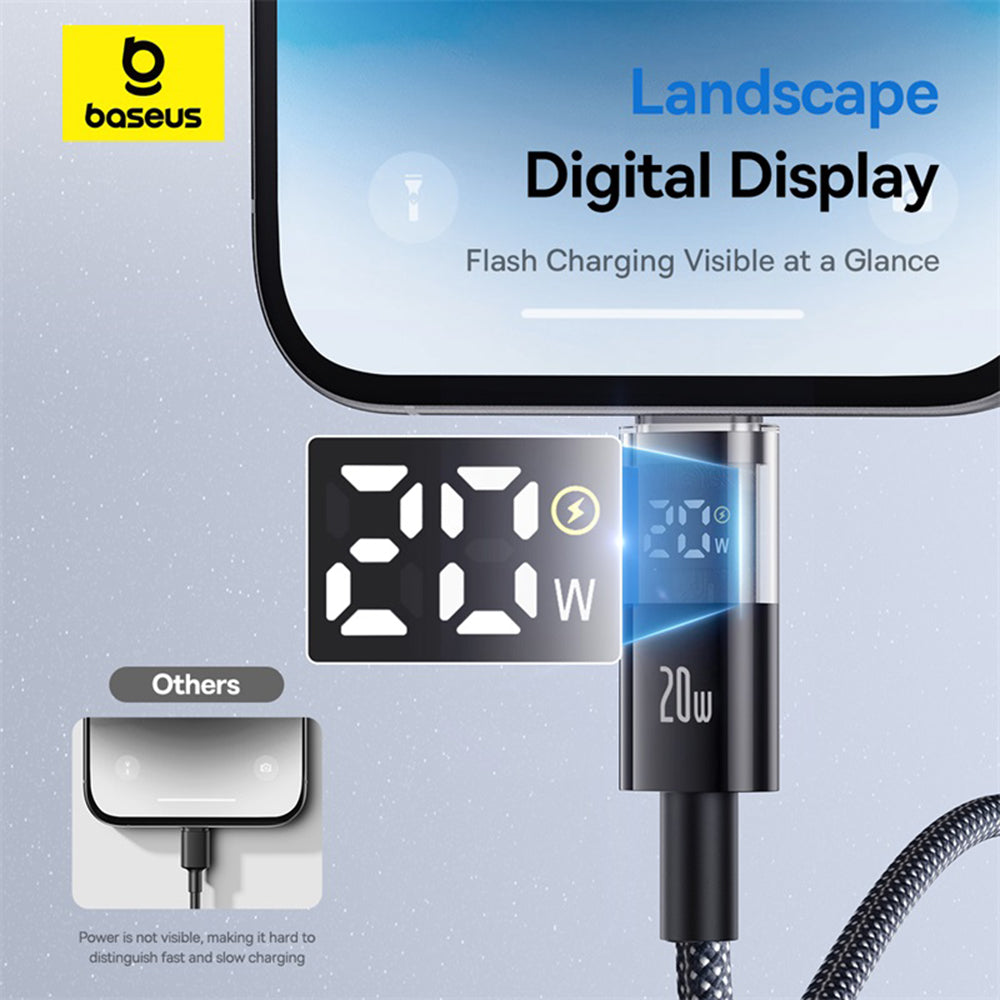 Baseus - Data Cable Display 2 (P10382703121-00) - Fast Charging, Type-C to Lightning, Digital Display, 20W, 1m - Cosmic 