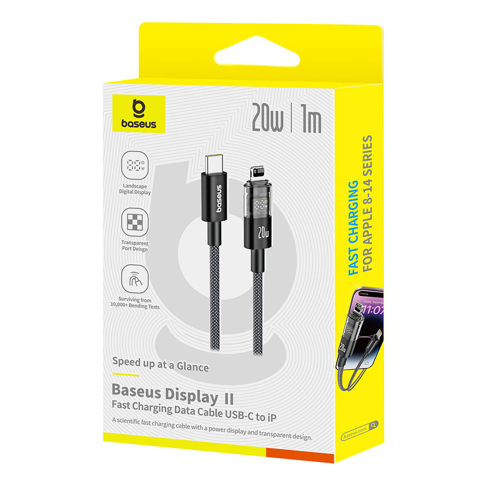 Baseus - Data Cable Display 2 (P10382703121-00) - Fast Charging, Type-C to Lightning, Digital Display, 20W, 1m - Cosmic 