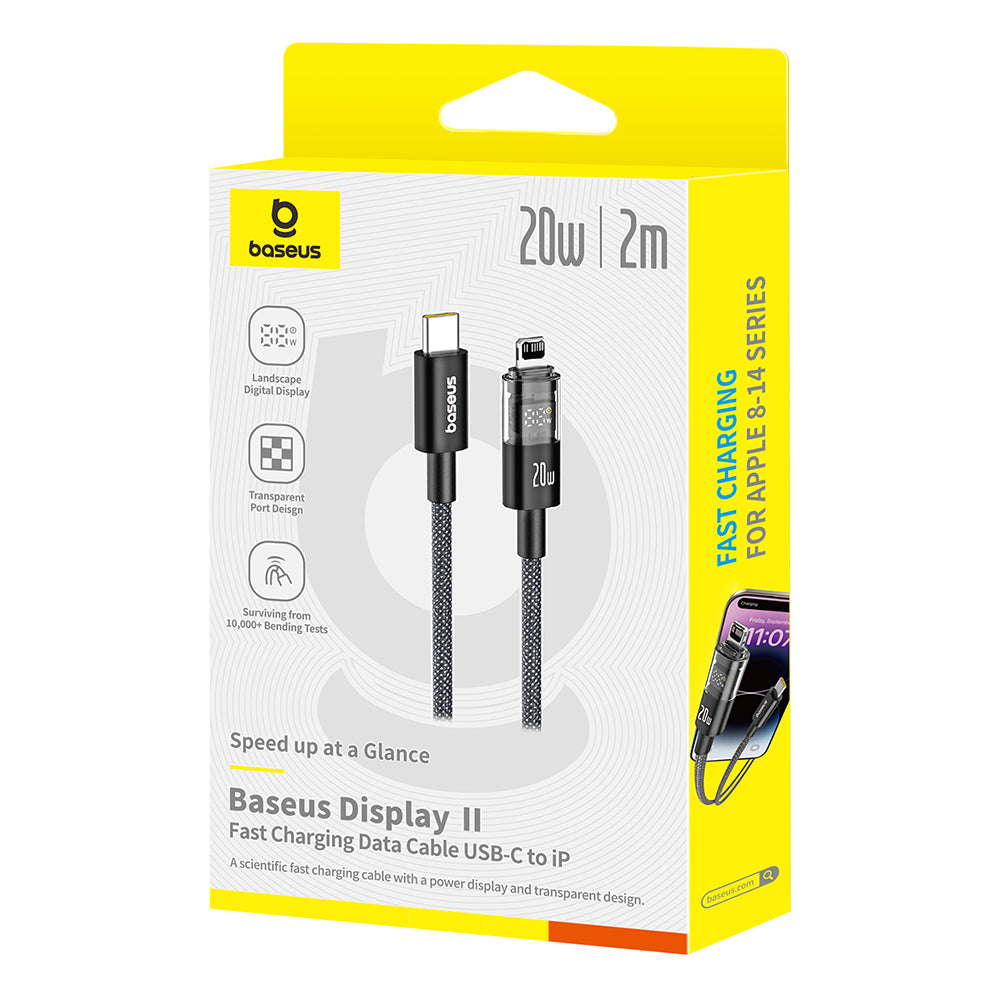Baseus - Data Cable Display 2 (P10382703121-01) - Fast Charging, Type-C to Lightning, Digital Display, 20W, 2m - Cosmic 