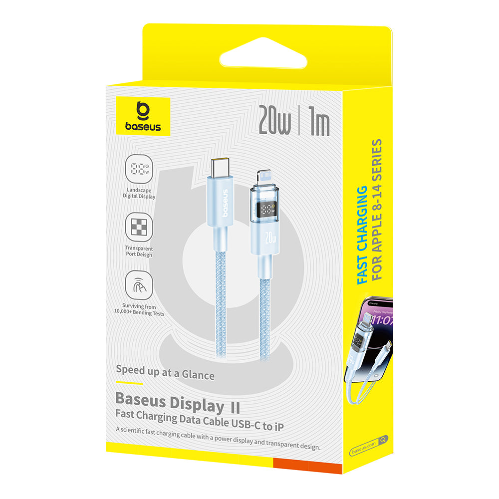 Baseus - Data Cable Display 2 (P10382703311-00) - Fast Charging, Type-C to Lightning, Digital Display, 20W, 1m - Galaxy 
