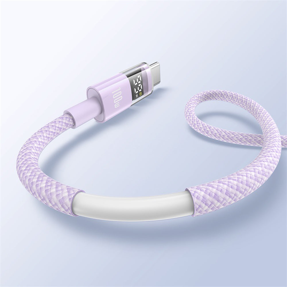 Baseus - Data Cable Display 2 (P10382701511-00) - Fast Charging, USB to Type-C, Digital Display, 100W, 1m - Nebula Purpl