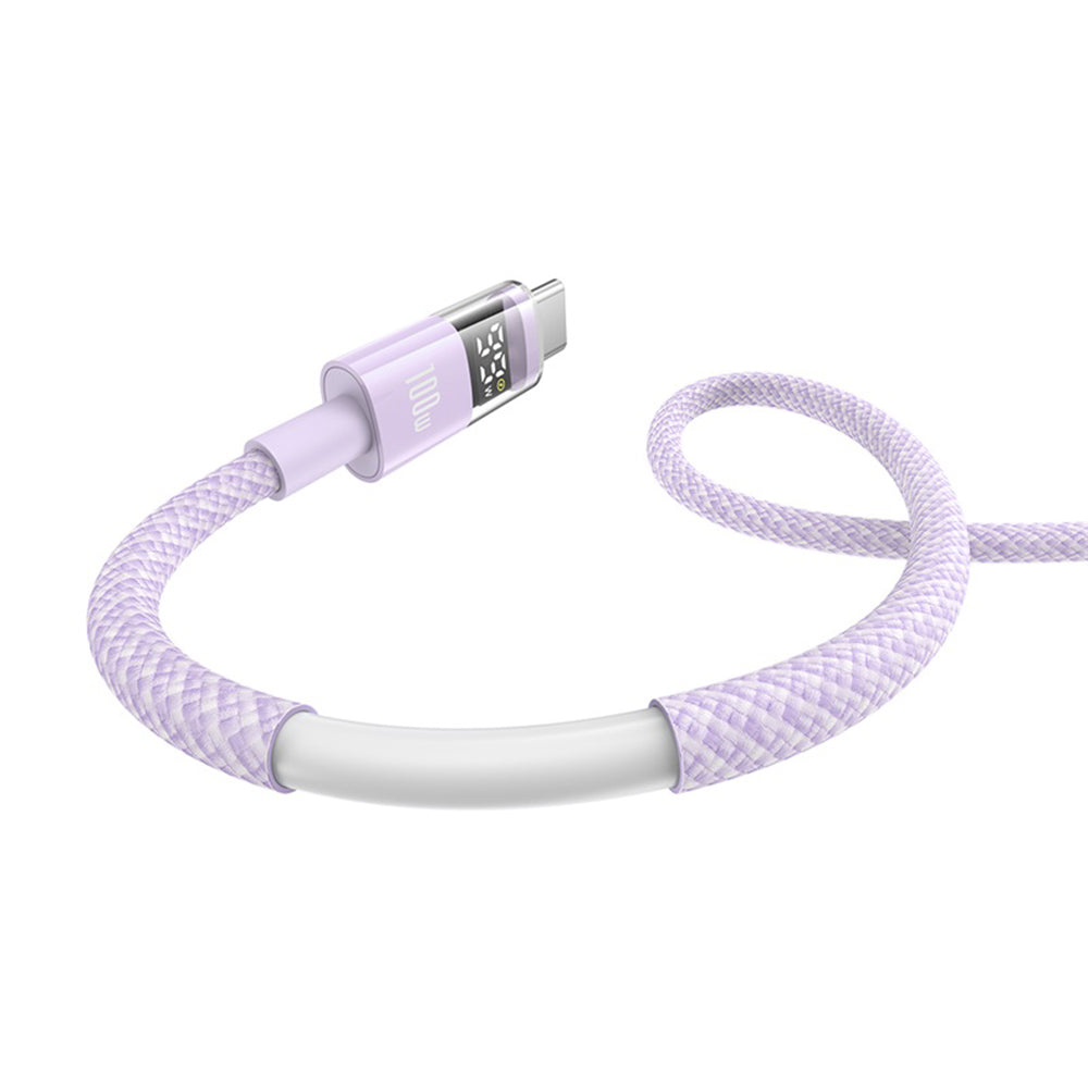 Baseus - Data Cable Display 2 (P10382701511-01) - Fast Charging, USB to Type-C, Digital Display, 100W, 2m - Nebula Purpl