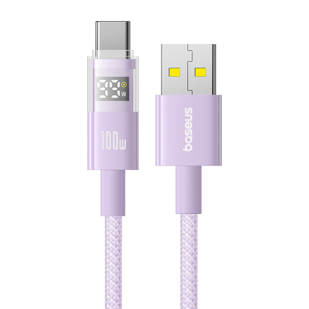 Baseus - Data Cable Display 2 (P10382701511-01) - Fast Charging, USB to Type-C, Digital Display, 100W, 2m - Nebula Purpl