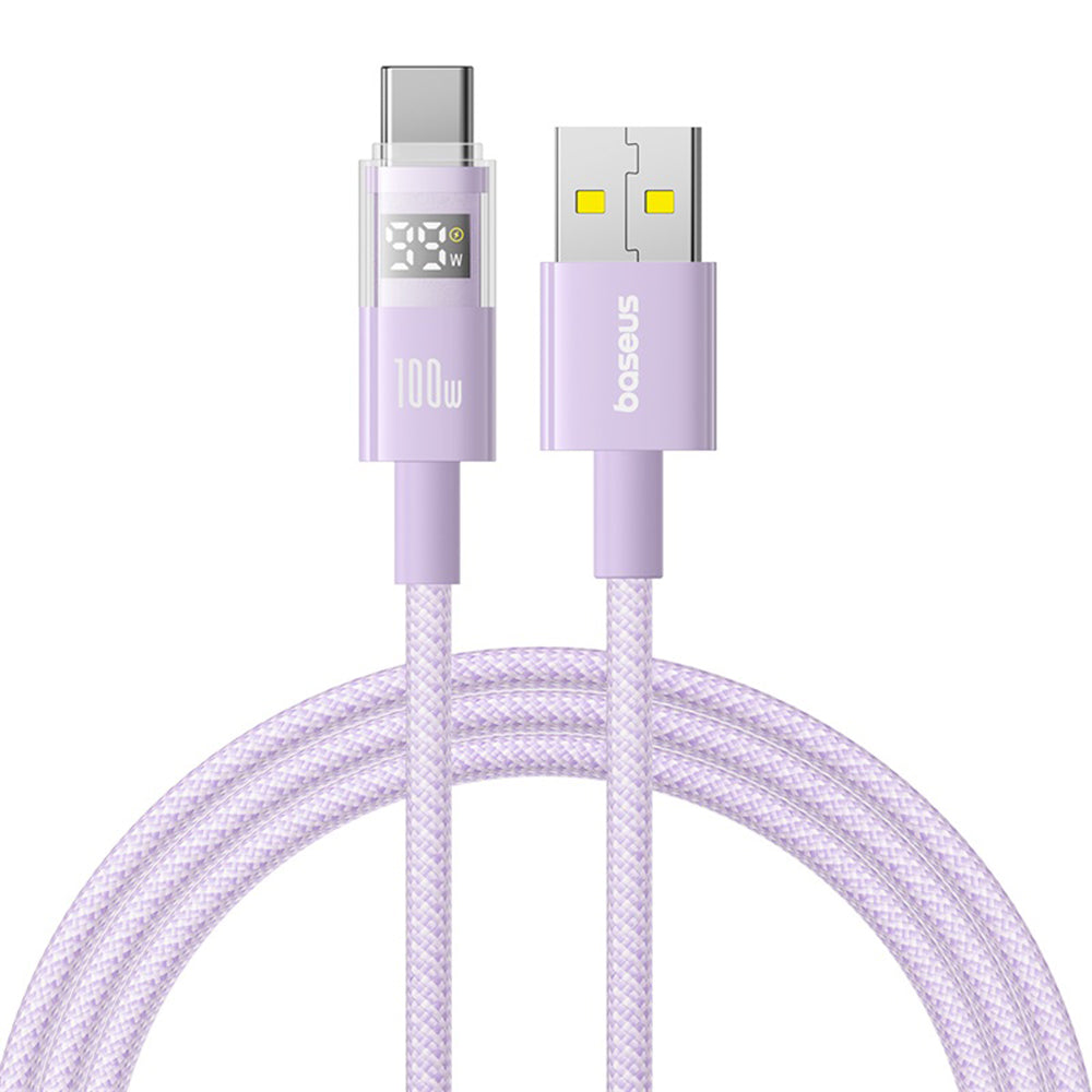Baseus - Data Cable Display 2 (P10382701511-01) - Fast Charging, USB to Type-C, Digital Display, 100W, 2m - Nebula Purpl