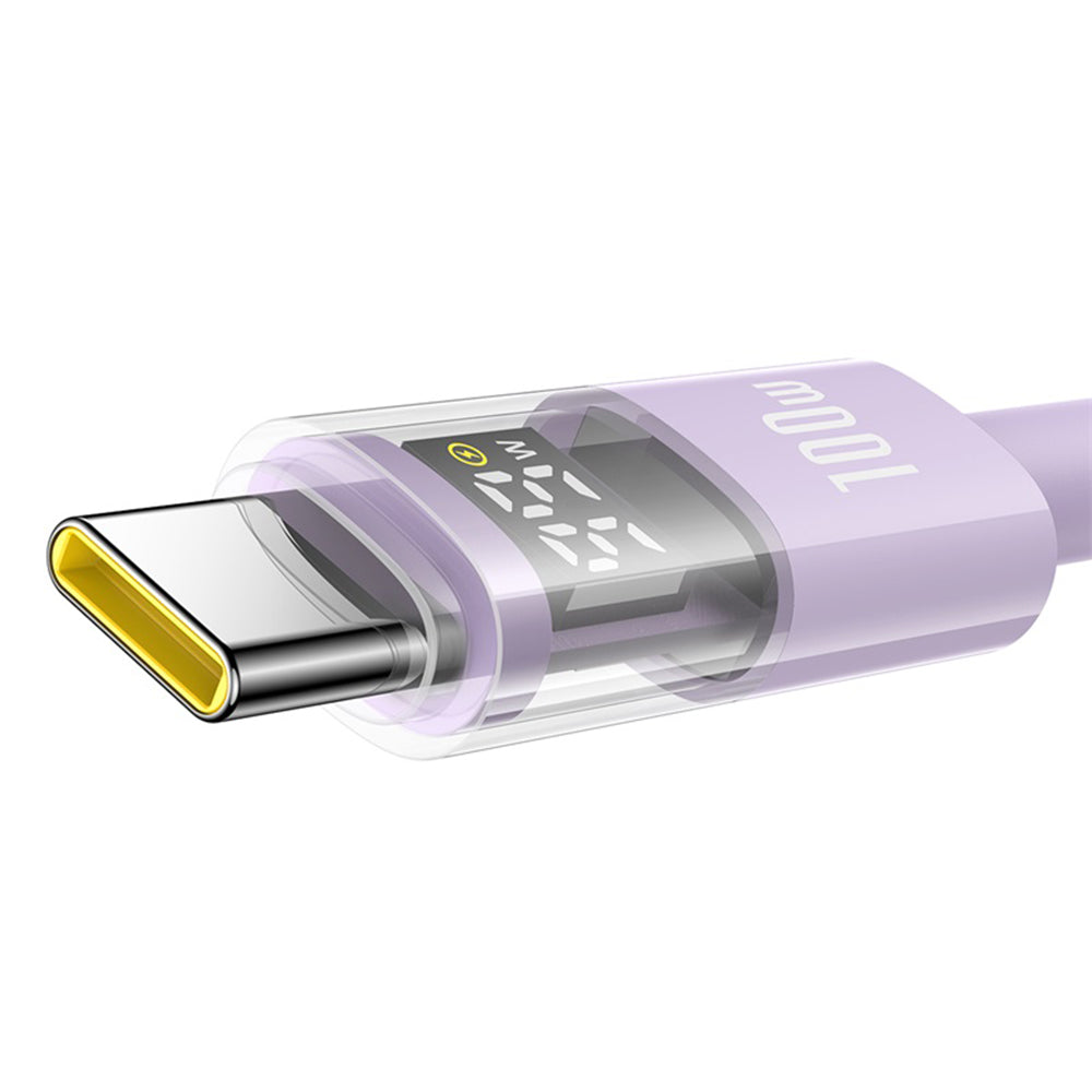 Baseus - Data Cable Display 2 (P10382701511-01) - Fast Charging, USB to Type-C, Digital Display, 100W, 2m - Nebula Purpl