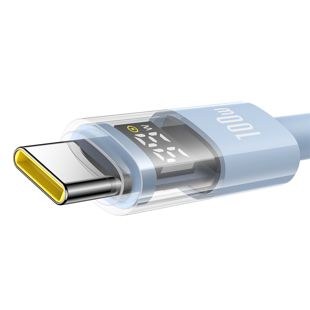 Baseus - Data Cable Display 2 (P10382701311-00) - Fast Charging, USB to Type-C, Digital Display, 100W, 1m - Galaxy Blue