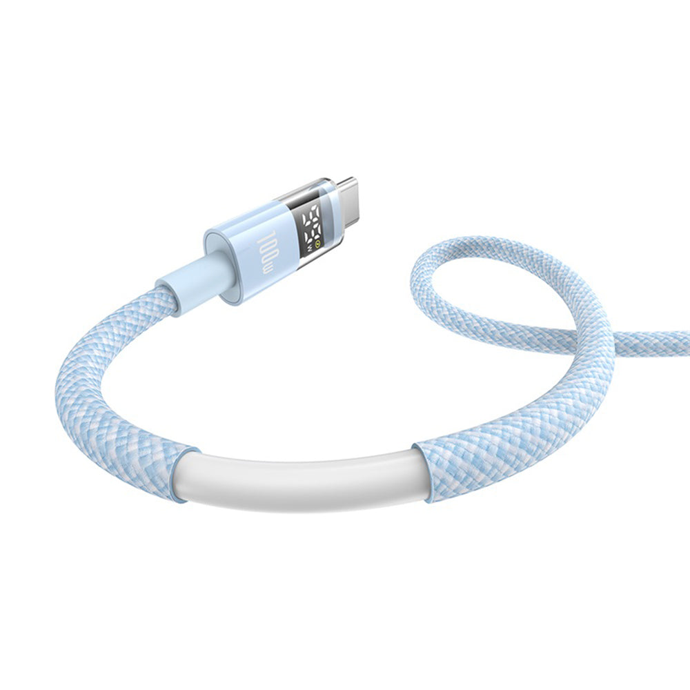 Baseus - Data Cable Display 2 (P10382701311-01) - Fast Charging, USB to Type-C, Digital Display, 100W, 2m - Galaxy Blue