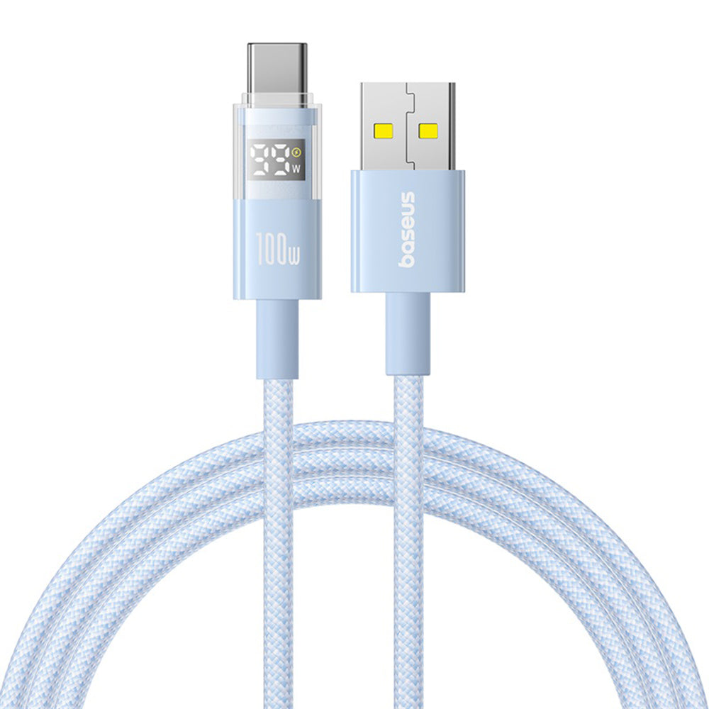 Baseus - Data Cable Display 2 (P10382701311-01) - Fast Charging, USB to Type-C, Digital Display, 100W, 2m - Galaxy Blue