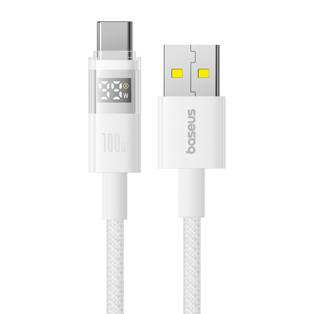 Baseus - Data Cable Display 2 (P10382701211-00) - Fast Charging, USB to Type-C, Digital Display, 100W, 1m - Moon White